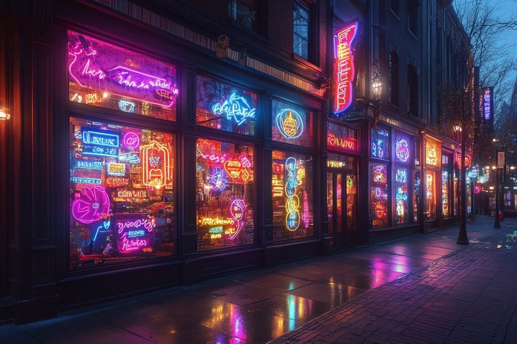 Néons et boutiques&nbsp;: attirer les clients avec des vitrines lumineuses