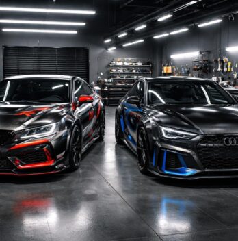 découvrez notre service de peinture et covering automobile personnalisé pour sublimer votre honda civic type r ou audi rs3 avec un style unique et une finition professionnelle.