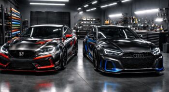 découvrez notre service de peinture et covering automobile personnalisé pour sublimer votre honda civic type r ou audi rs3 avec un style unique et une finition professionnelle.