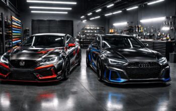 découvrez notre service de peinture et covering automobile personnalisé pour sublimer votre honda civic type r ou audi rs3 avec un style unique et une finition professionnelle.